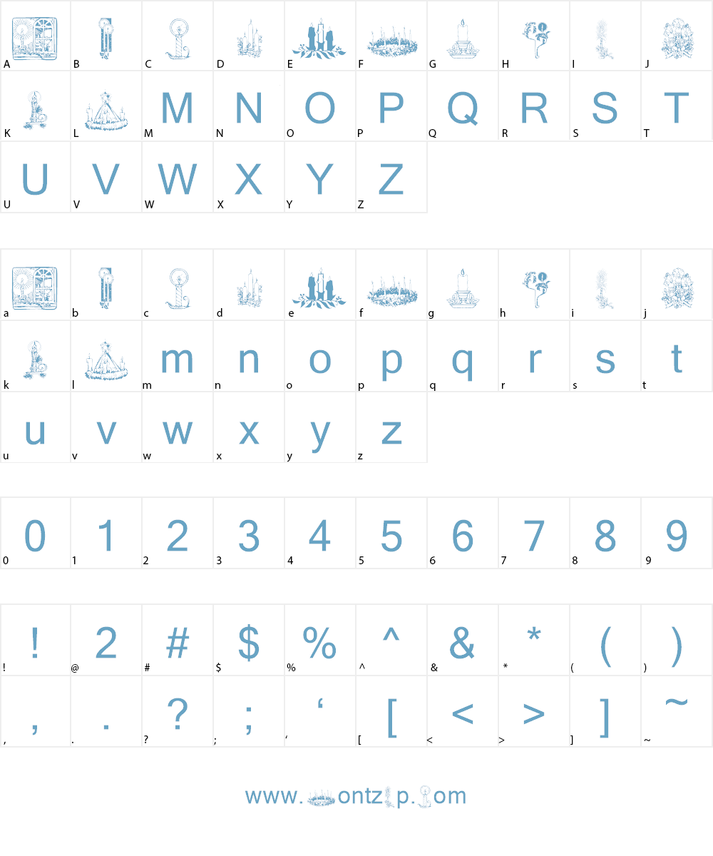 KR Christmas Candles Font Character